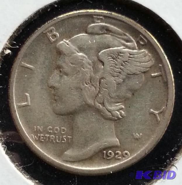 lot 25 image: 1929-S Mercury Dime Better Grade