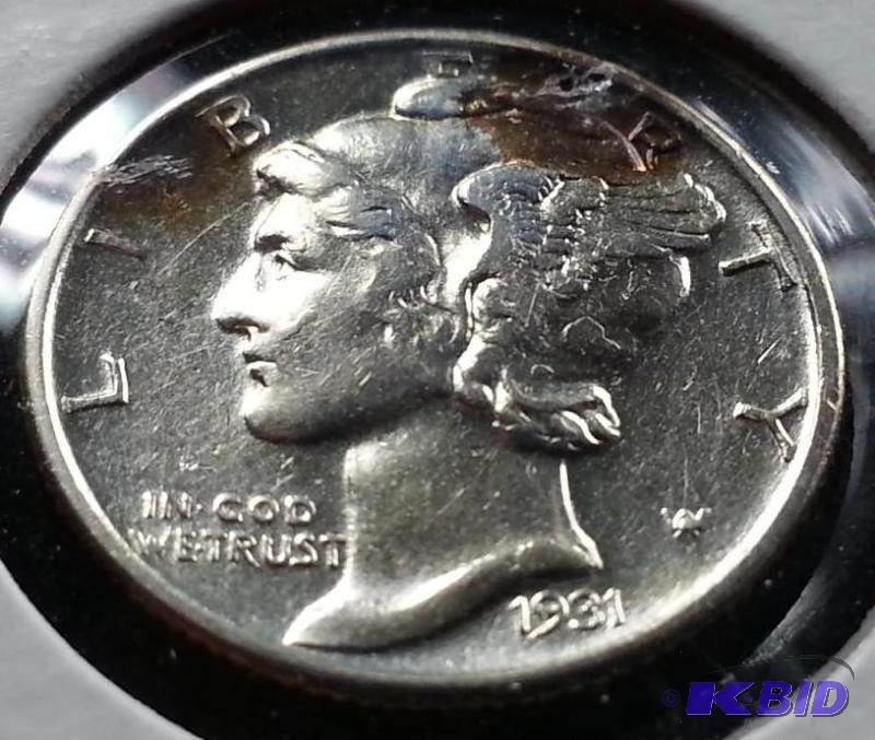 lot 27 image: 1931 Mercury Dime High Grade