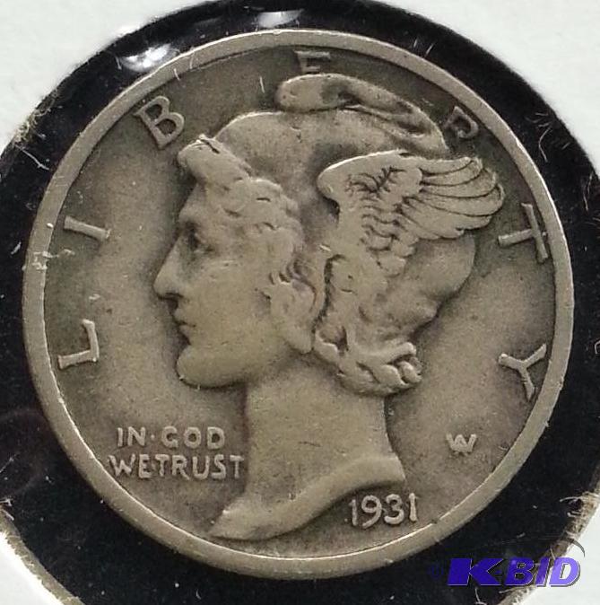 lot 29 image: 1931-D Mercury Dime Better Date & Grade