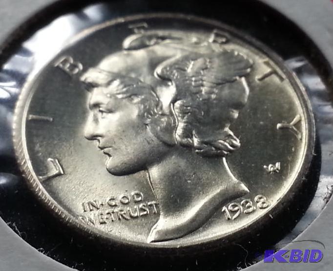 lot 30 image: 1938-D Mercury Dime High Grade FSB