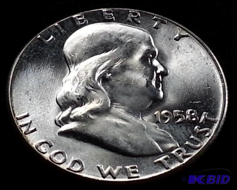 lot 35 image: 1958 Franklin Silver Half Dollar Higher Grade