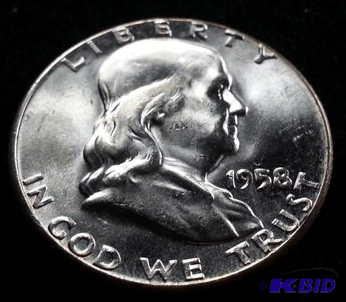 lot 36 image: 1958 Franklin Silver Half Dollar Higher Grade
