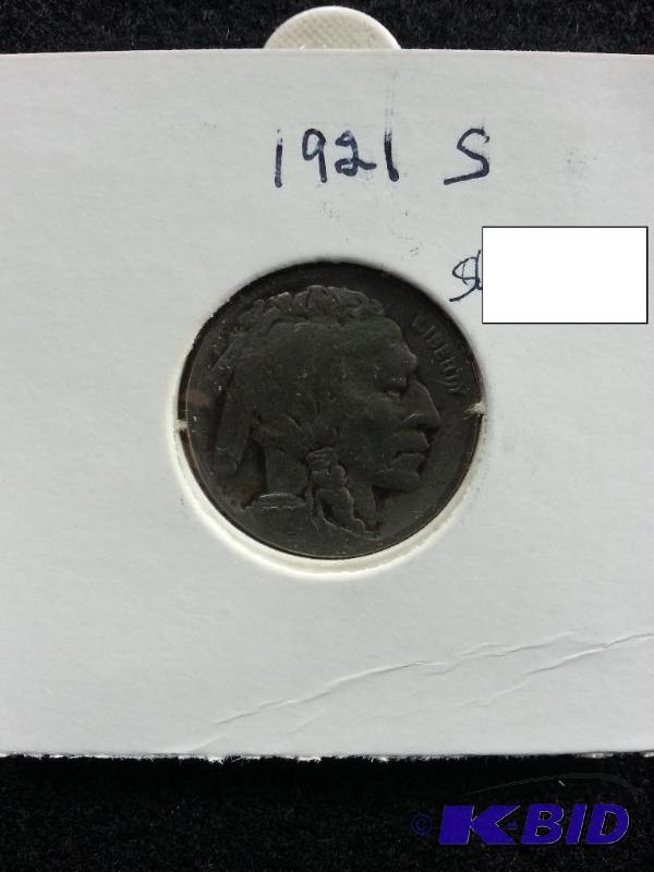 lot 51 image: 1921-S Buffalo Nickel Key Date