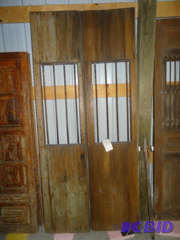 Antique pine doors with bars. 7 3&quot X 3...