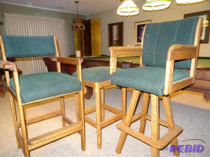 3 heavy duty matching wood bar stools. Great ...
