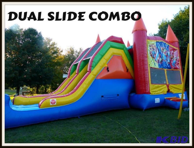 lot 1 image: Dual Slide Combo Commerical Bouncy Inflatable
