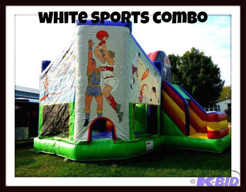 lot 5 image: White Sports Combo 3 - in - 1 Commerical Bouncy Inflatable