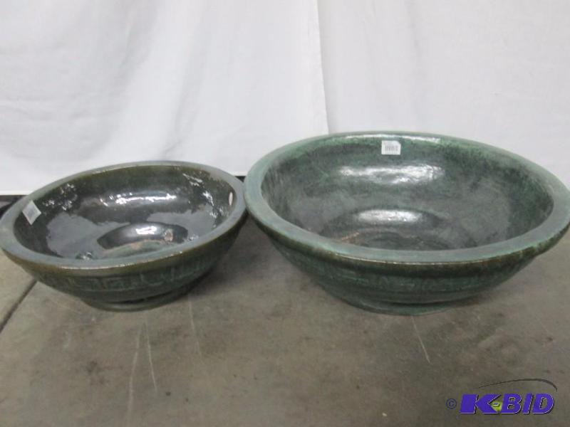 Set of Wide Rim Glazed Bowls