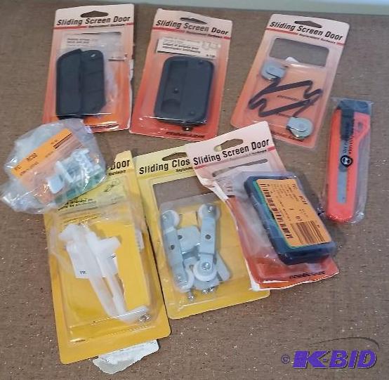 lot 16 image: 10 item lot of Patio, Storm Door and Closet Door Replacement Parts