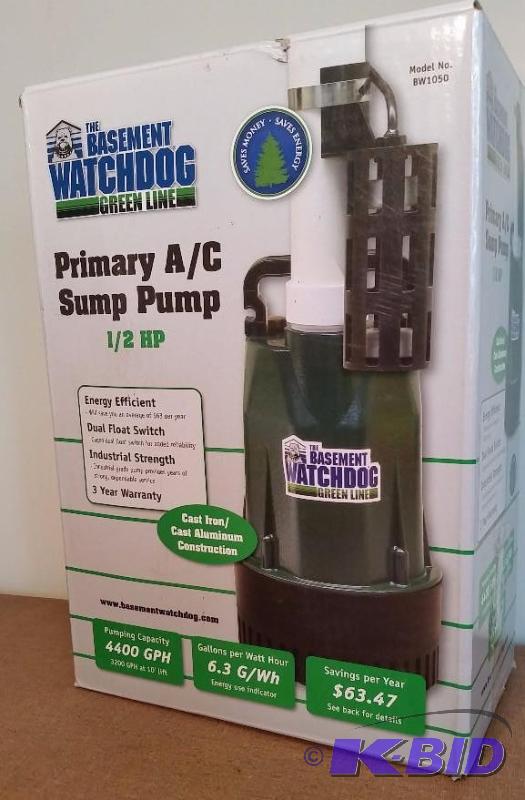 lot 37 image: The Basement WatchDog Primary AC Sump Pump 12 HP.  Customer Return Tested Works
