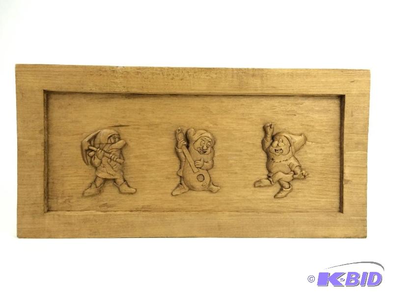 lot 17 image: Disney Folk Art Hand Carved Panel ...