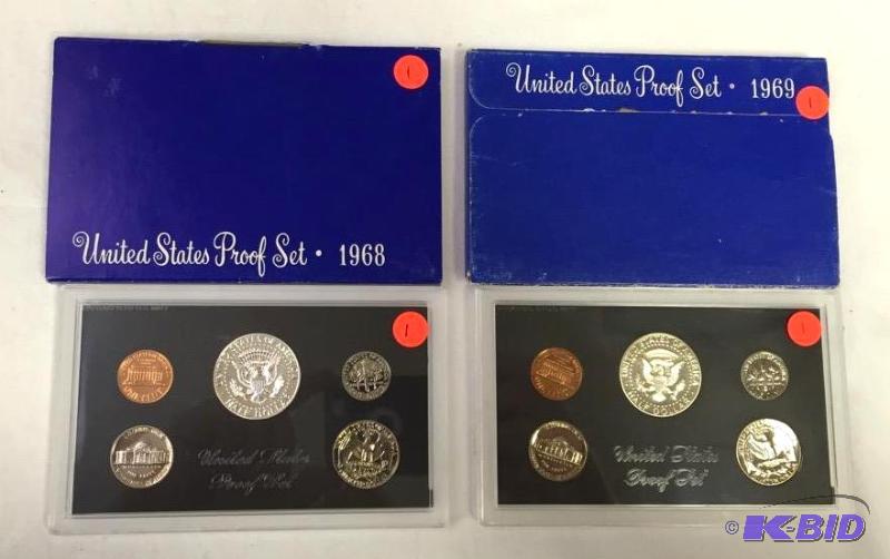 1968-S Proof Set with Cameo Nickel and 1969-S Proof Set with Ultra Cameo Half