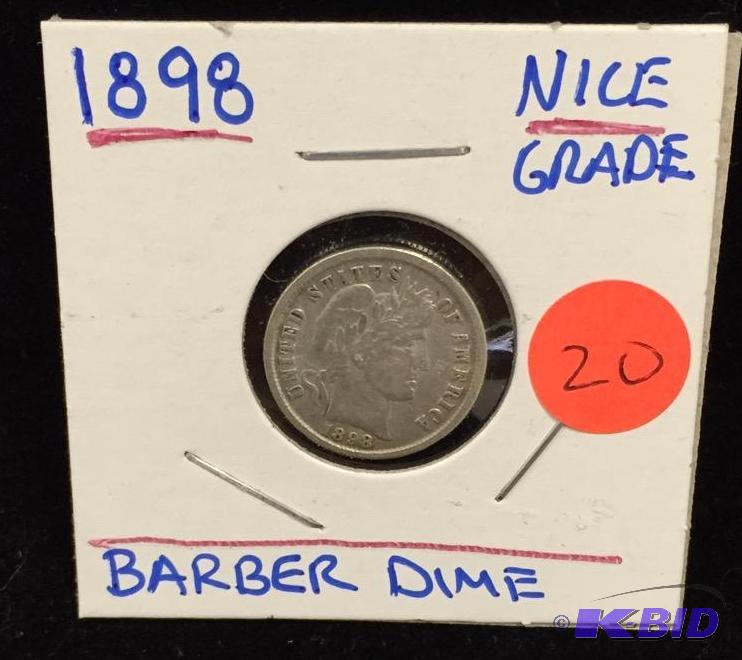 1898 Barber Dime Full Liberty Nice Grade