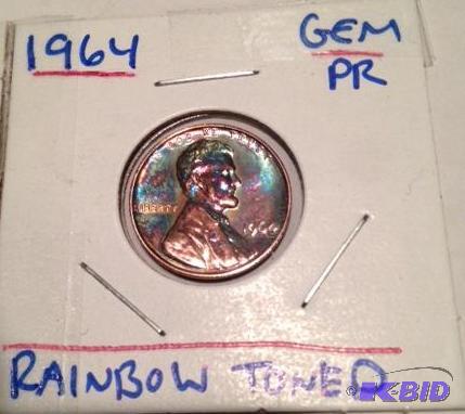1962 and 1964 Gem Proof Rainbow Toned Lincoln Cents Wow Factor Here