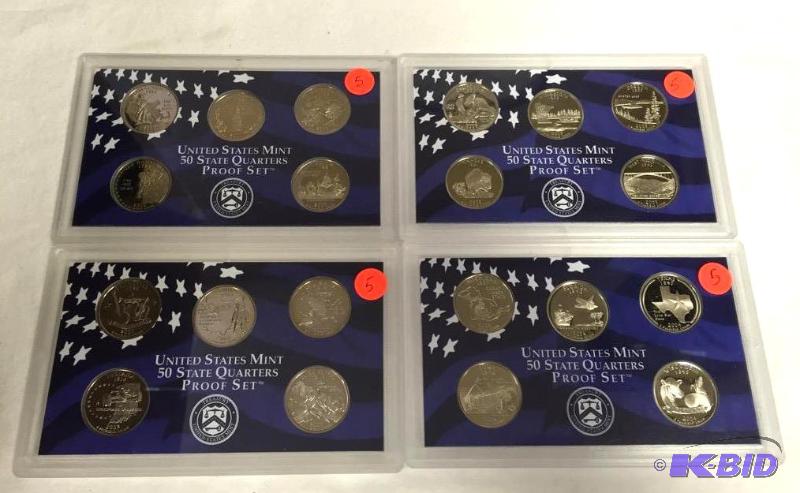 2000-S, 2002-S, 2004-S, 2005-S Proof Quarter Sets