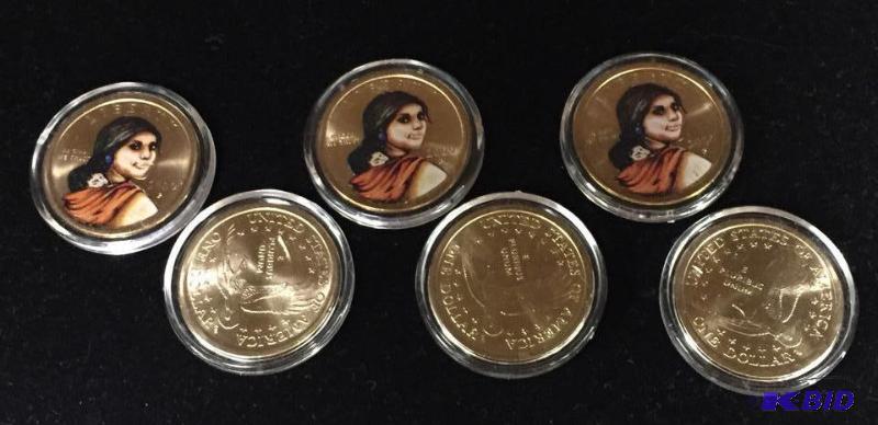 6 2000-P First Year Issue Golden Dollars Painted Gem BU