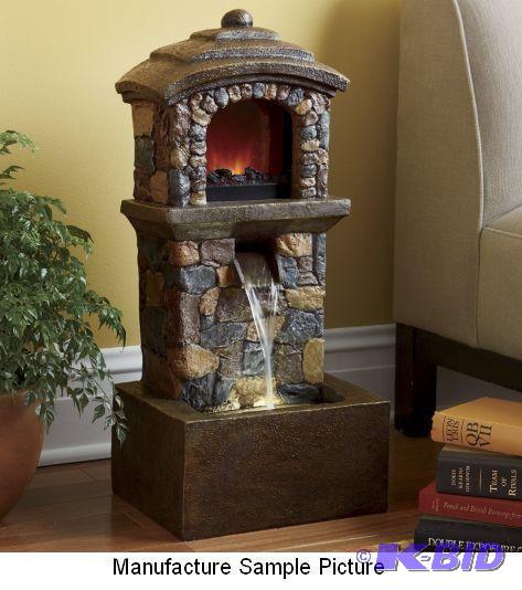 lot 104 image: Faux Slate Fireplace with Fountain - Reminisc...