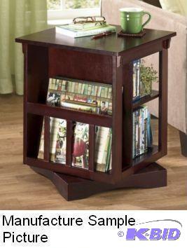 lot 107 image: Revolving End Table - Walnut Finish - Swings ...