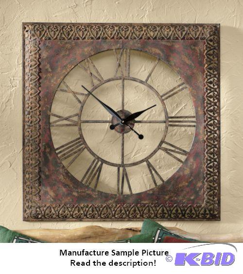 lot 22 image: Rustic Red Clock - This rustic clock brings t...