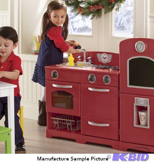 lot 3 image: Kids Red Sink and Stove - This chic, retro-in...