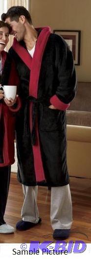 lot 49 image: Black Robe - Has hood - Has red trim - Soft, ...