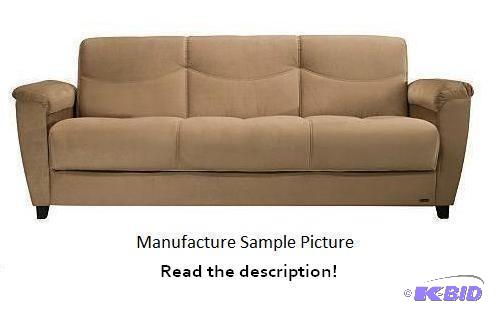 lot 54 image: Tan Microfiber Klik Klak Sofa - When your gue...