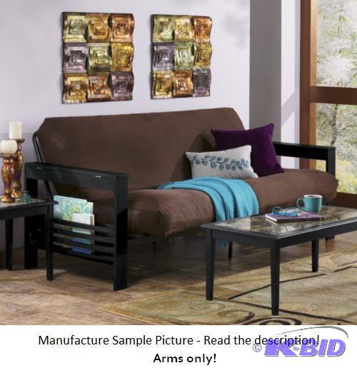 lot 68 image: Black Curved Futon - Carton B - Wood frame ar...