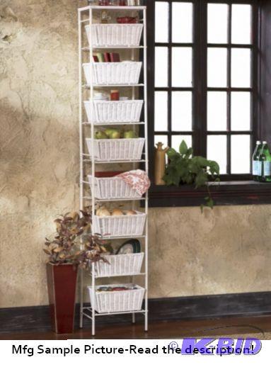 lot 78 image: Rattan Basket Tower - White - Faux rattan bas...