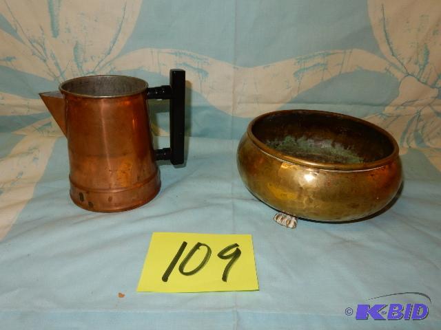 Copper Pot and Brass Vase