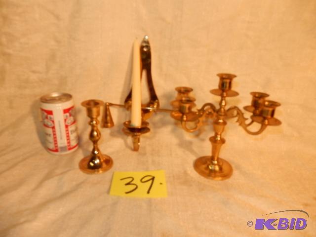 Brass Candelabras and snuffer