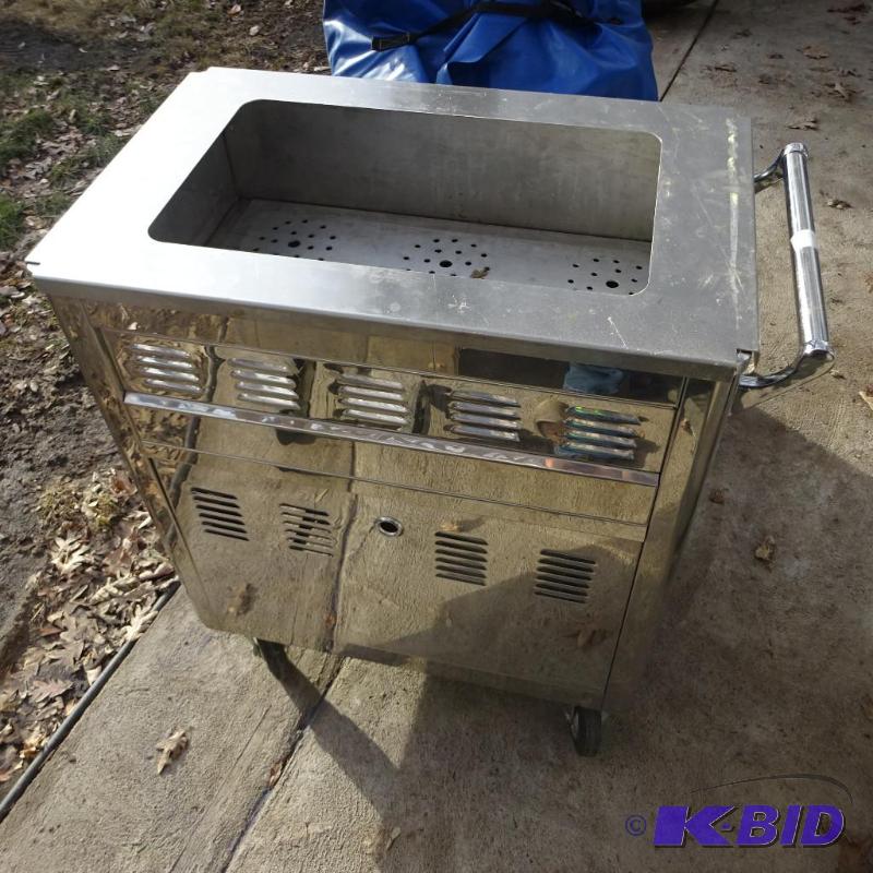 Stainless food cart. Holds 1 large prep pan. ...