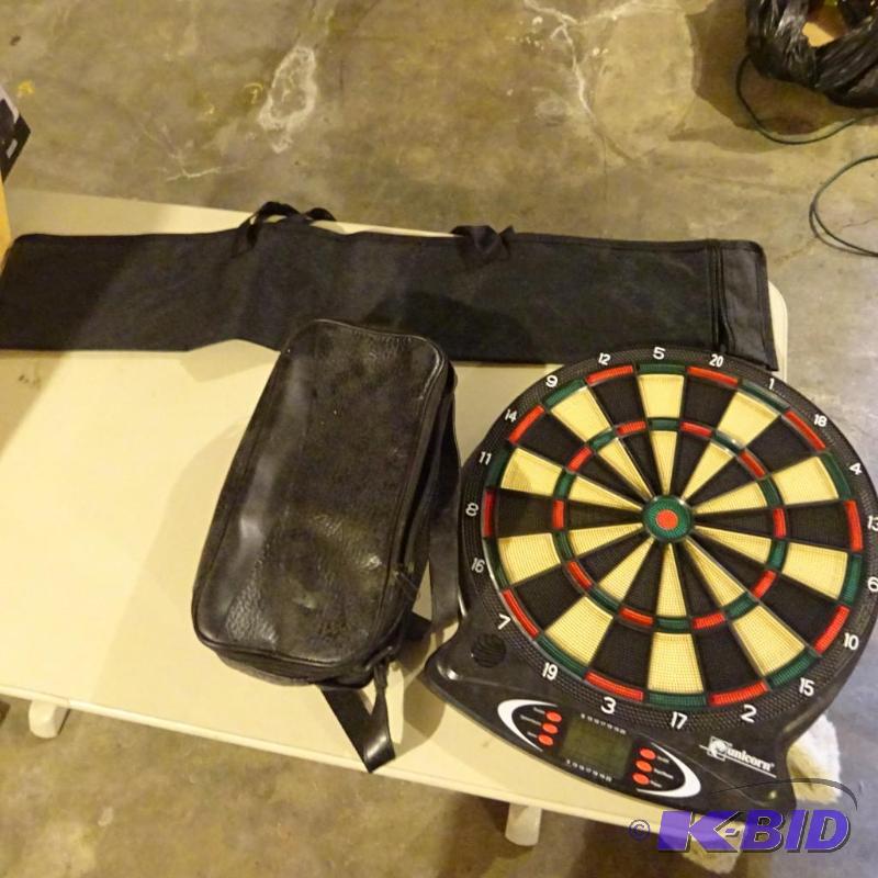 Unicorn electronic dart board. Toiletry bag. ...
