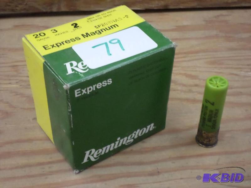 lot 79 image: (25) Rounds Remington Express 20-Gauge 3"...