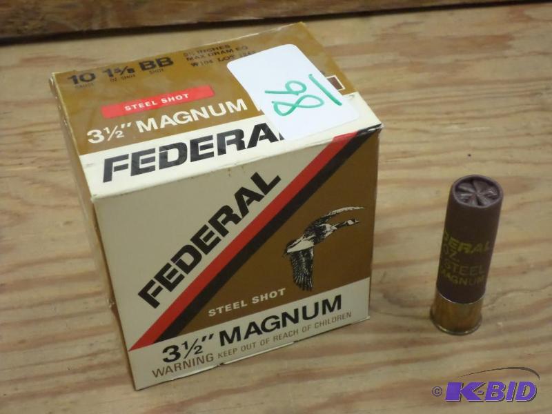 lot 86 image: (25) Rounds Federal 3.5" Magnum 10-Gauge...
