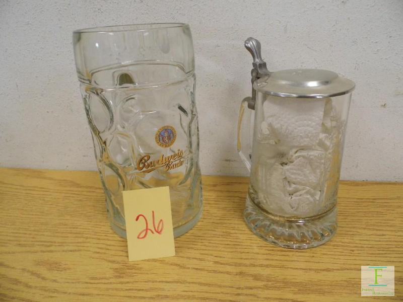 2 Glass Beer Steins