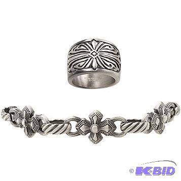New Mens Stainless Steel Aged Bracelet &amp...