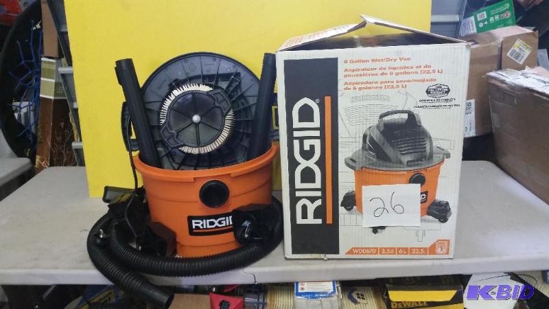 lot 26 image: Ridgid 6 gal WetDry Vac