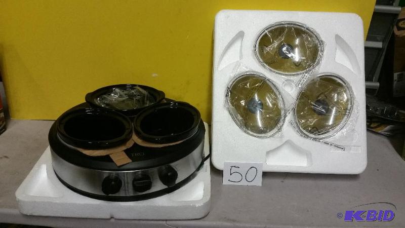 lot 50 image: True 3 Crock Round Slow Cooker