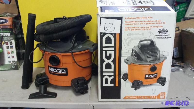 lot 63 image: Ridgid 6 gal WetDry Vac