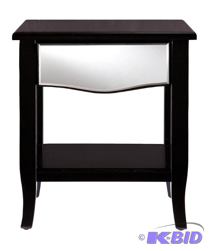 lot 92 image: Southern Enterprises Marceline  Mirrored End Table Black