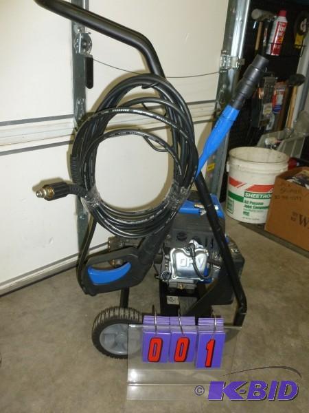 lot 1 image: UST pw 2000 gas pressure washer with hose and...