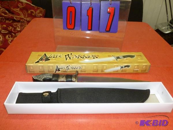 lot 17 image: 15" Aztec warriors knife. New in the box...