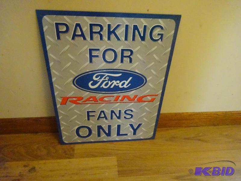 lot 30 image: Ford Tin Sign Racing Parking