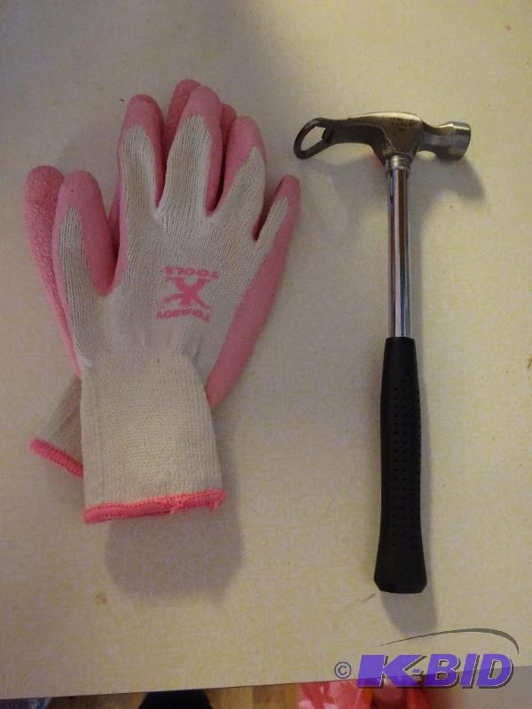 lot 64 image: Tomboy Tools HammerBottle opener and gloves