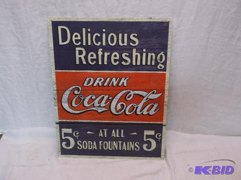 lot 115 image: Coca - Cola sign measuring 12 12" L x 1...