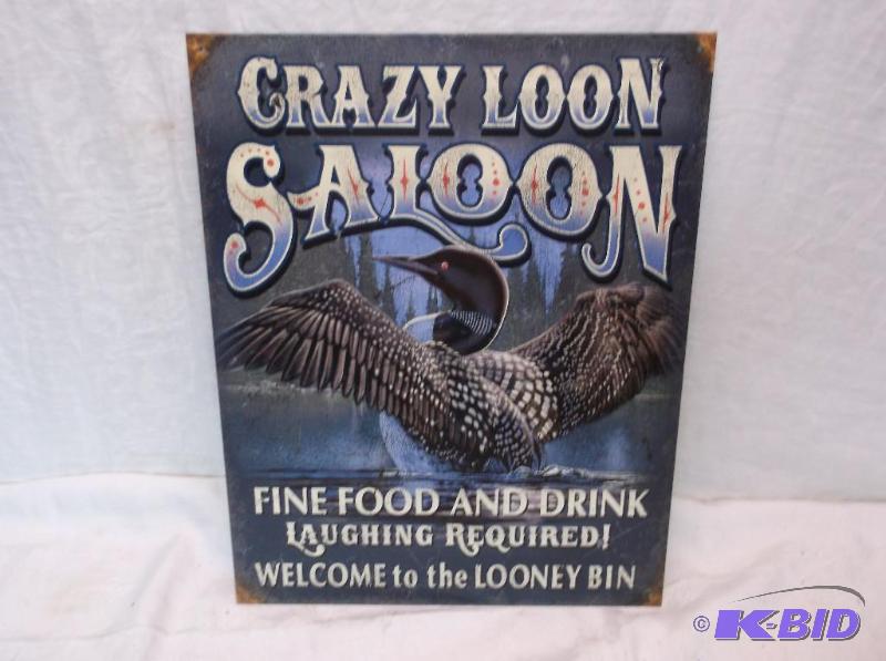lot 117 image: Crazy Loon Saloon sign measuring 12 12"...