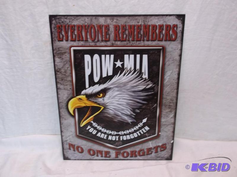lot 121 image: POW - MIA sign measuring 12 12" L x 16&...