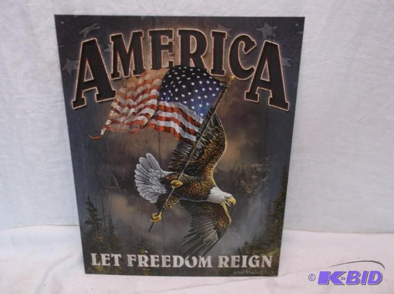 lot 122 image: America sign measuring 12 12" L x 16&qu...