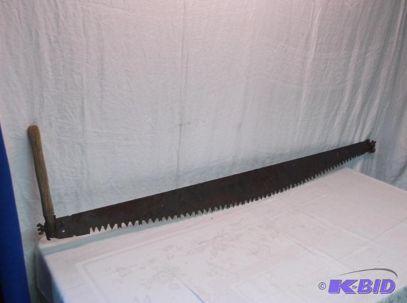 lot 158 image: Vintage 2 man handsaw measuring 69 12" ...