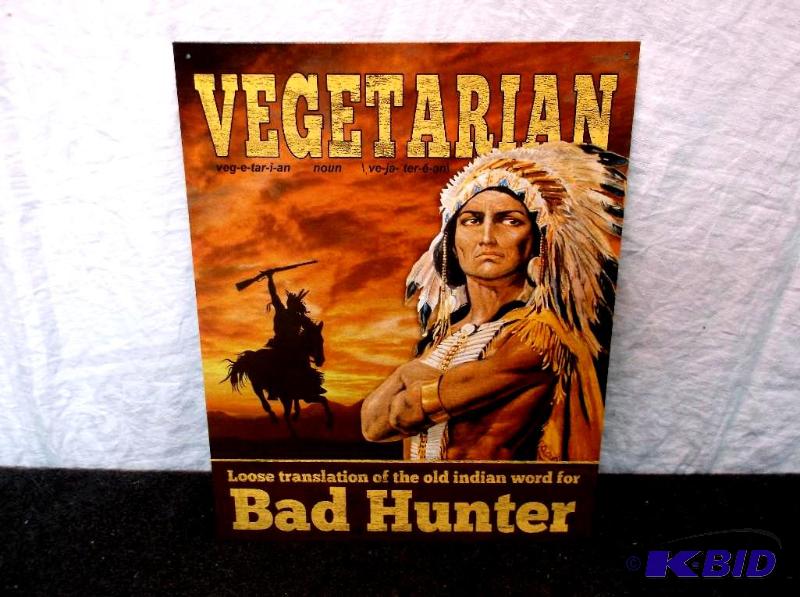 lot 16 image: Collectable Vegetarian sign measuring 12 12&...